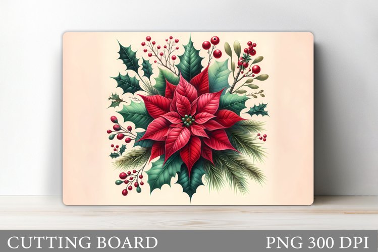 Poinsettia Cutting Board. Christmas Cutting Board Design example image 1