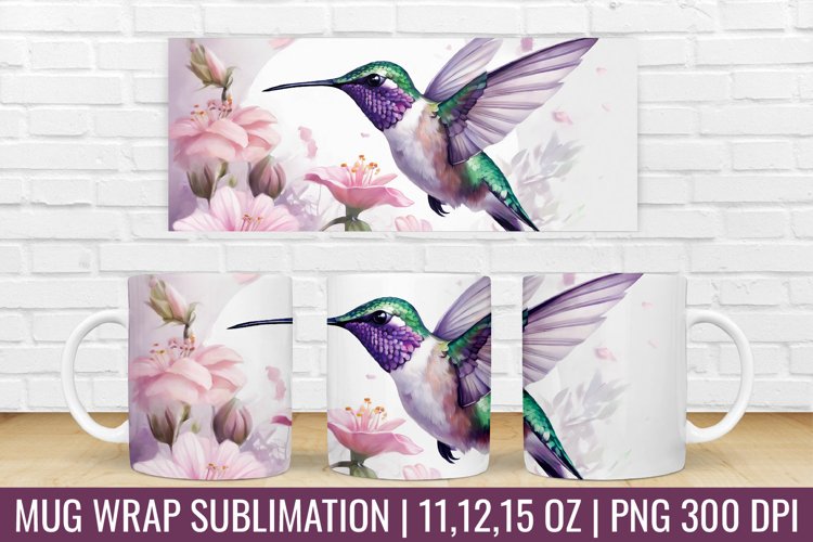 Bird Mug Wrap | Flower Mug Sublimation Design