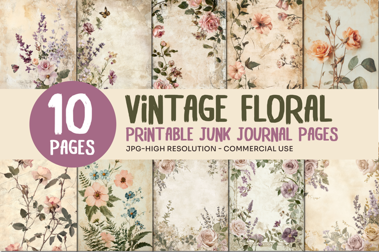 Vintage Floral Junk Journal Pages