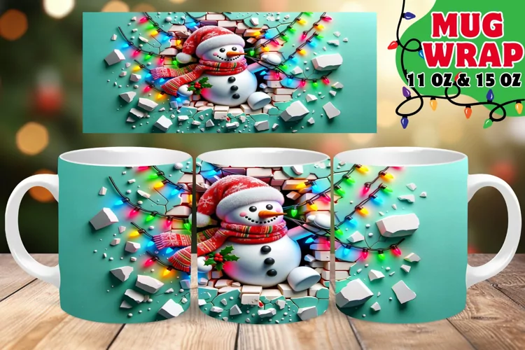3D Holiday Wall Japes Mug Wrap 11oz Sublimation