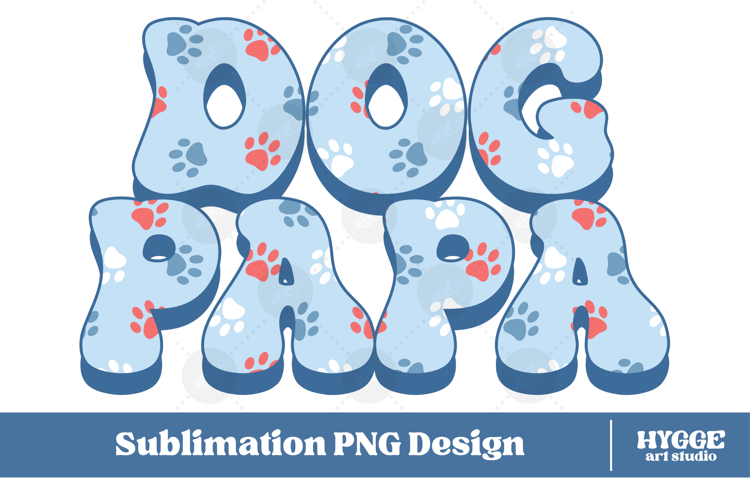 American Dog Papa 4th of July USA Paw DTF PNG Sublimation