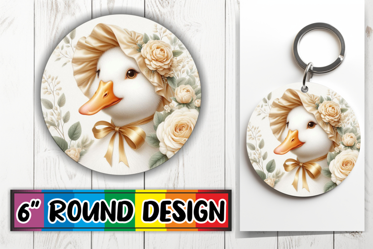 Cheerful Circle Coasters Design PNG, Goose