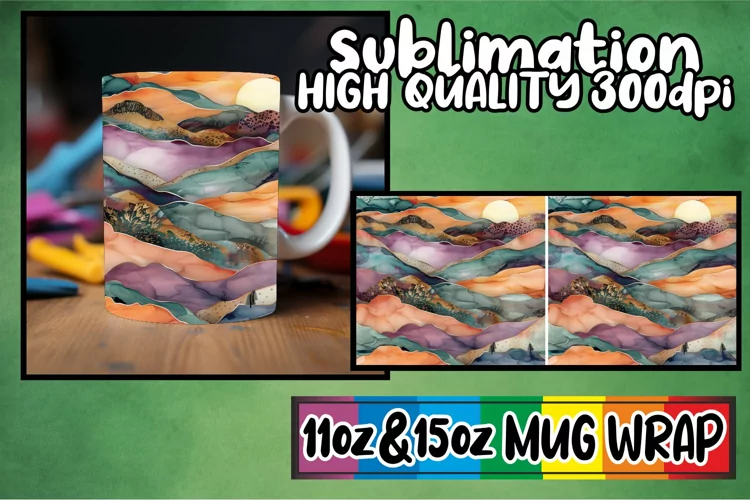 Pastel Abstract Mug Wrap Sublimation 11oz 15oz Spring