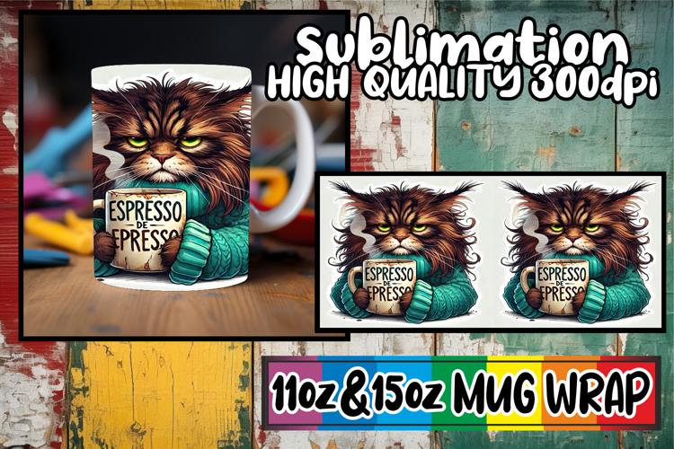 Cheerful journeys 11oz 15oz sublimation wrap, Grumpy Cat