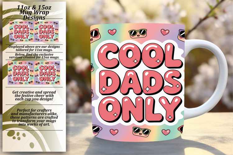 Elegant 15oz Mug Wrap Png Artwork , Fathers Day
