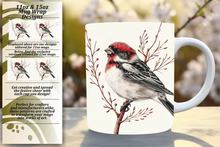 11oz/15oz Watercolor Spring Bird Wrap for Mug