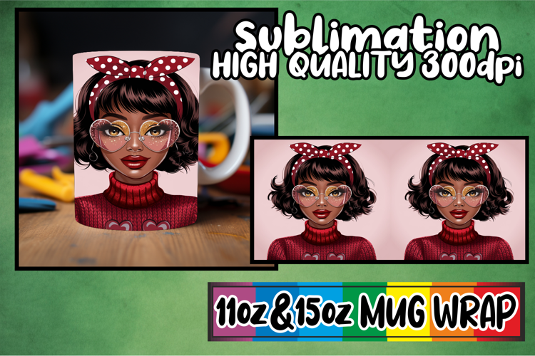 Cozy thoughts 11oz 15oz sublimation wrap, Afro Girl