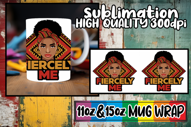 Joyful heart sublimation mug wrap, Black Woman