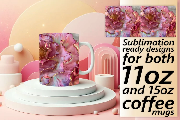 Sparkling Springtime Mug Wrap: 3D Floral Sublimation