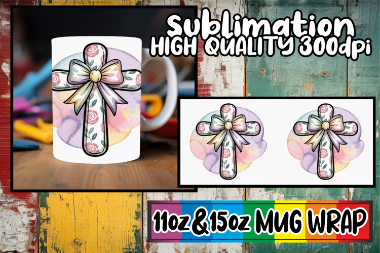 Sweet nostalgia 11oz 15oz mug wrap, Cross and Bow example image 1