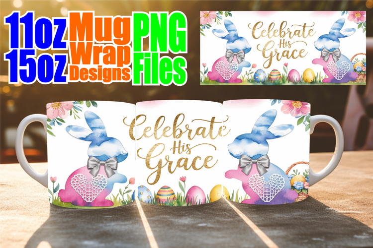 Lovely moments 11oz 15oz sublimation wrap, Easter Bunny