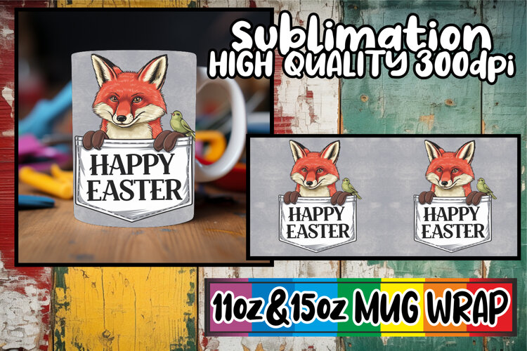 Radiant hearts 11oz 15oz sublimation wrap, Easter Animals example image 1