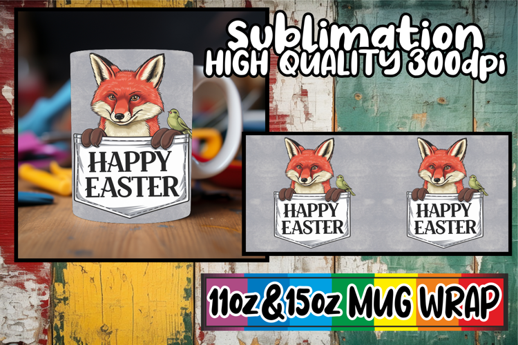 Radiant hearts 11oz 15oz sublimation wrap, Easter Animals