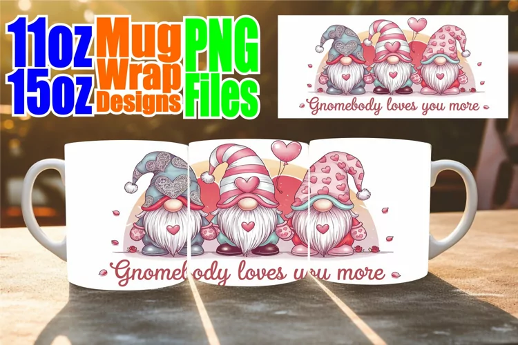 Exquisite charm 11oz 15oz mug wrap, Love Gnome