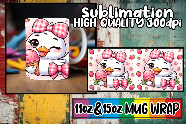Whimsical charm 11oz 15oz mug wrap, Cute Goose