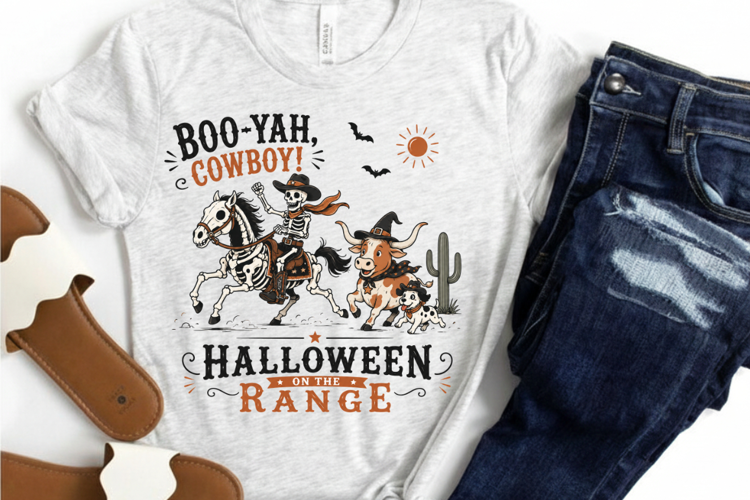 Boo Yah Cowboy PNG Sublimation Design - Halloween On The