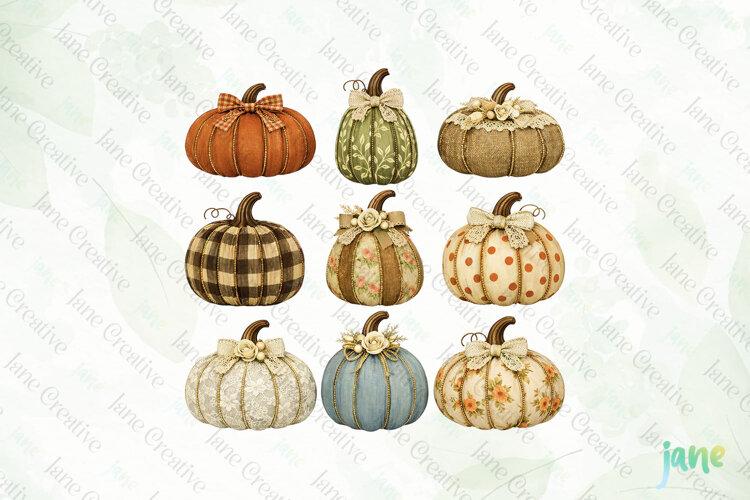 Vintage Pumpkin Clipart example image 1