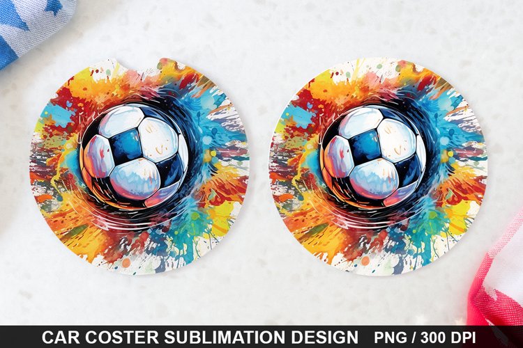 Soccer Ball Car Coaster - Coaster Sublimation Design