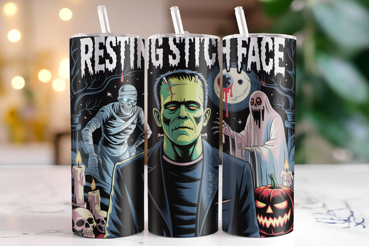 Resting Stich Face Tumbler Wrap | Sublimation example image 1