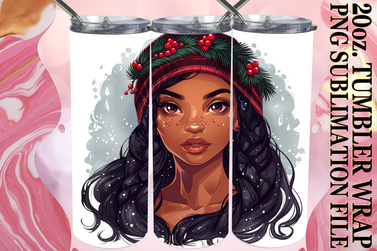 ENCHANTING SMILES 20oz TUMBLER WRAP, Xmas Girl