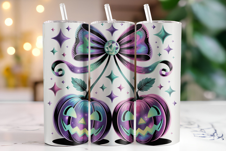Halloween Pumpkin Tumbler Wrap | Sublimation | Tumblers example image 1
