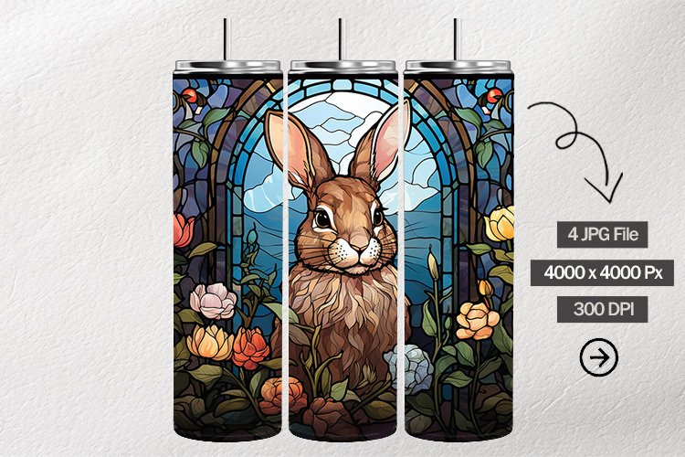 Rabbits Stained Glass Square Coaster - 4 Variation