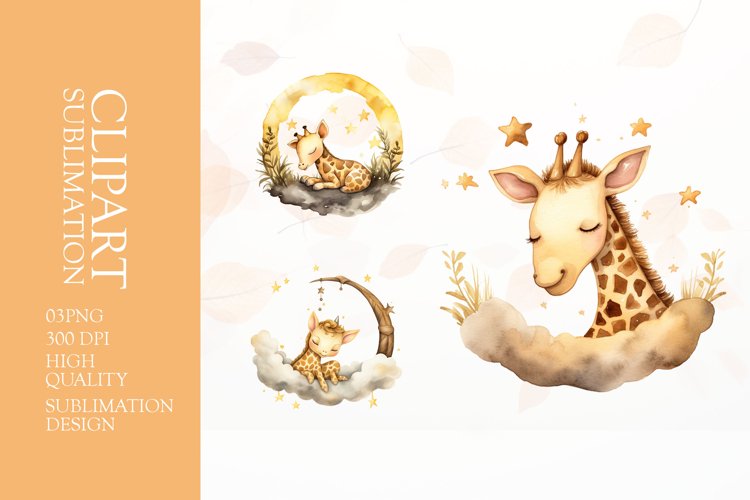 Watercolor cute baby Giraffe clipart sublimation png