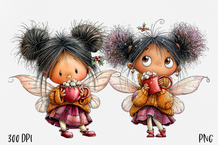 Christmas Fairy PNG, Cute Winter Fairy Girl Clipart