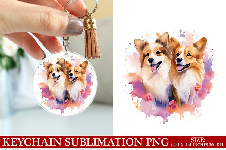 Dog Valentines Day Keychain Sublimation PNG Design
