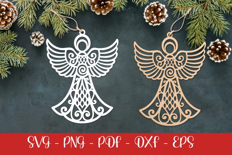 Christmas Angel laser SVG PNG| Christmas ornament