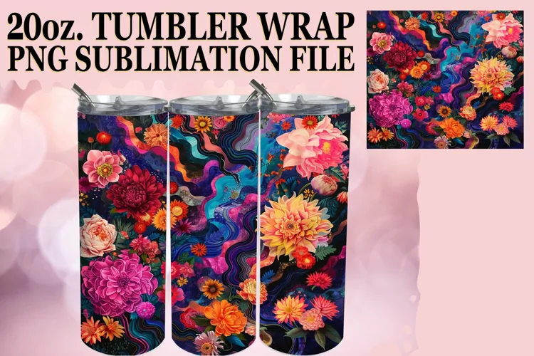 Radiant Flower Abstract Sublimation Tumbler 20oz