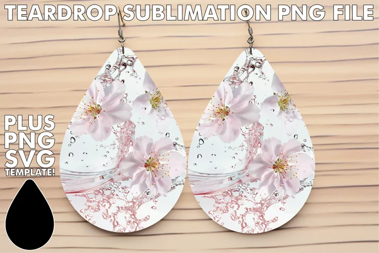 Petal Tranquility: Teardrop Earrings Sublimation Designs