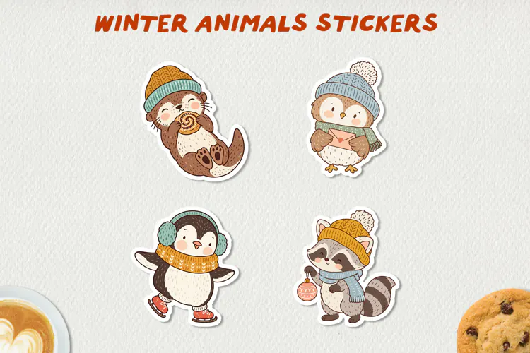 Cute Winter Animal Sticker PNG | Cozy Animal Clipart