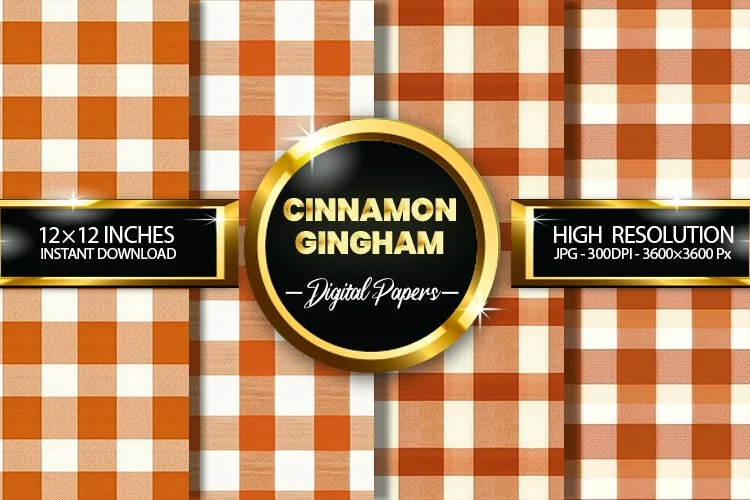 Cinnamon Gingham Digital Papers - 04 Variations
