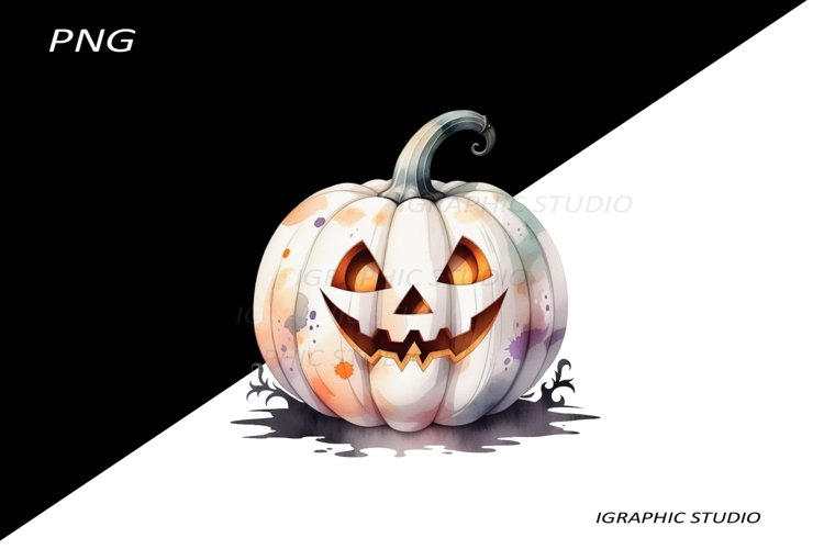 Halloween white Pumpkin Clipart example image 1