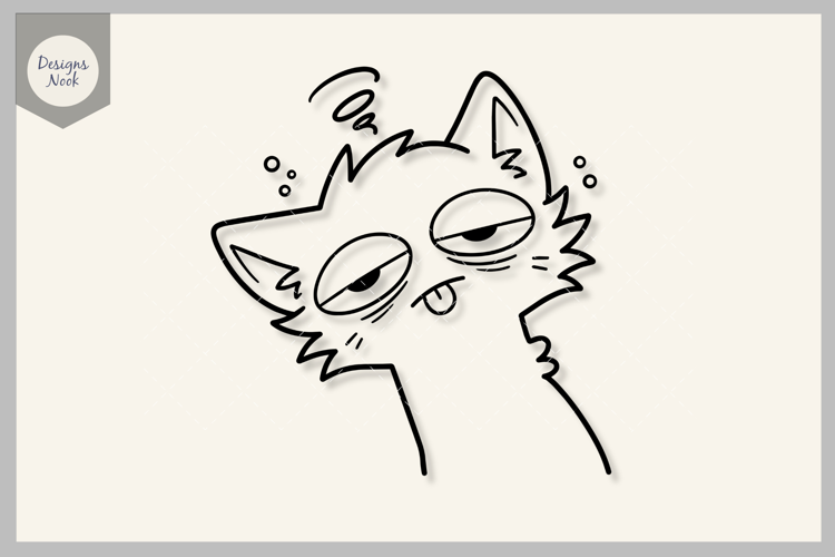 Tired Cat SVG, Exhausted Kitty Cut File, Funny Sleepy Cat