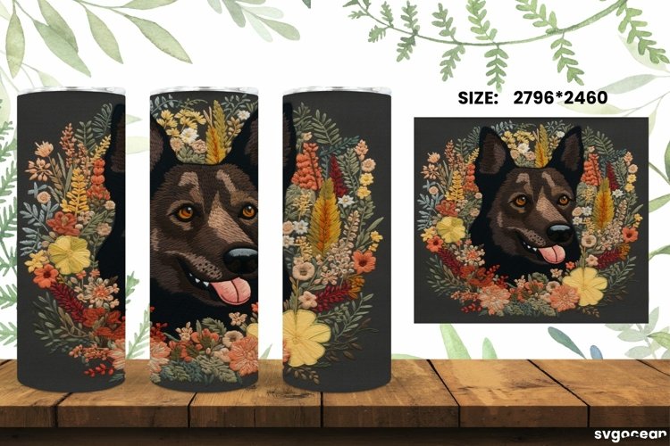 Embroidery Dog Tumbler Wrap | Skinny 20 oz| Sublimation example image 1