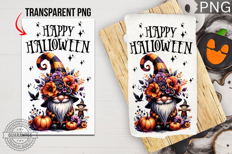 Happy Halloween Towel , Gnome Kitchen Towel Sublimation