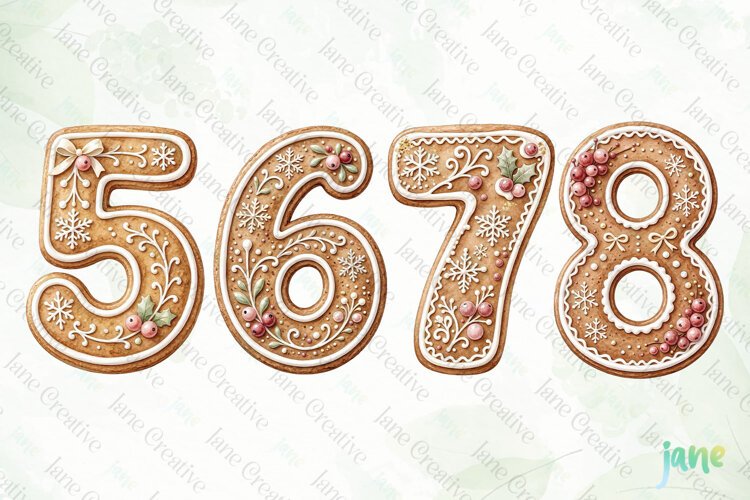 Christmas Cookie Number Clipart example image 1