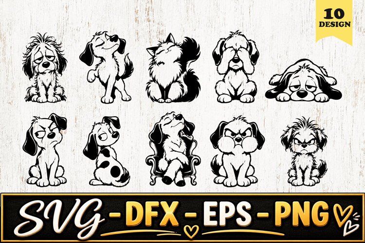 Funny Puppy Dog Expressions SVG PNG example image 1