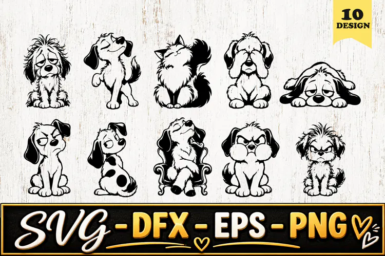 Funny Puppy Dog Expressions SVG PNG