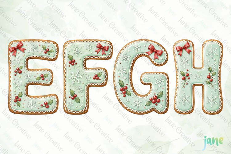Mint Cookie Letters Clipart example image 1