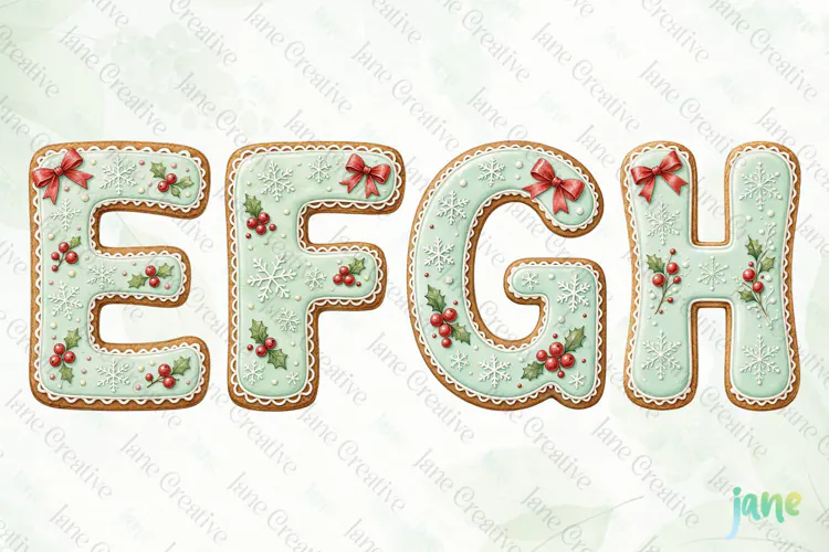 Mint Cookie Letters Clipart
