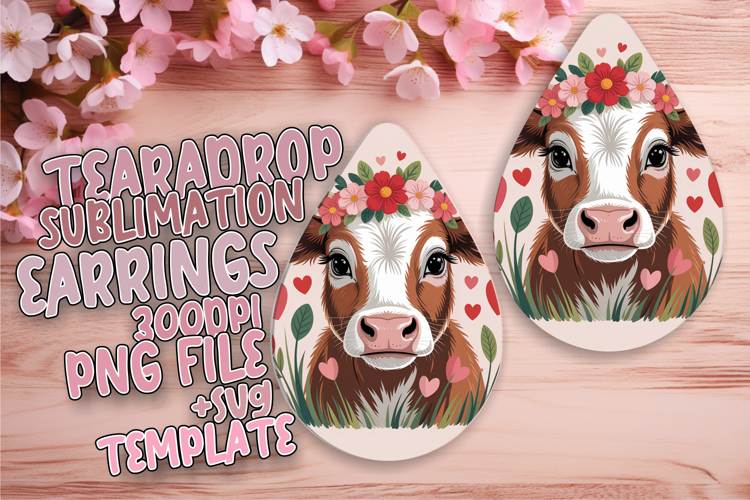Unique Teardrop Earrings PNG Template , Valenines Animals