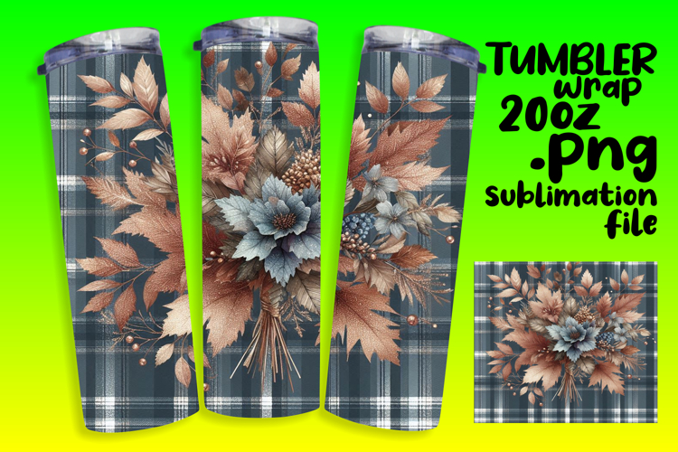 SLEEK 20oz PNG Tumbler Artwork , Autumn Flower