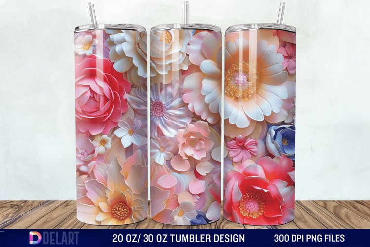 3D Painted Flower Tumbler Wrap example image 1