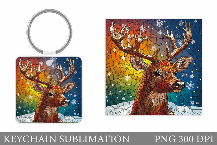 Christmas Deer Keychain. Christmas Keychain Sublimation