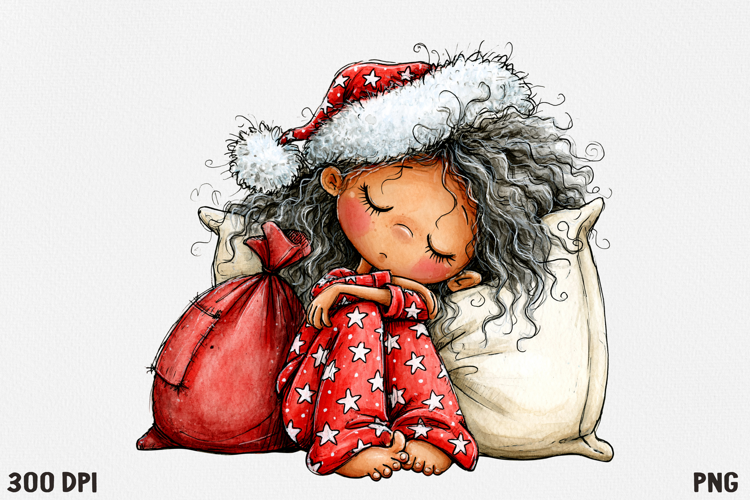 Cute Christmas Girl Clipart PNG, Funny Holiday Girl.