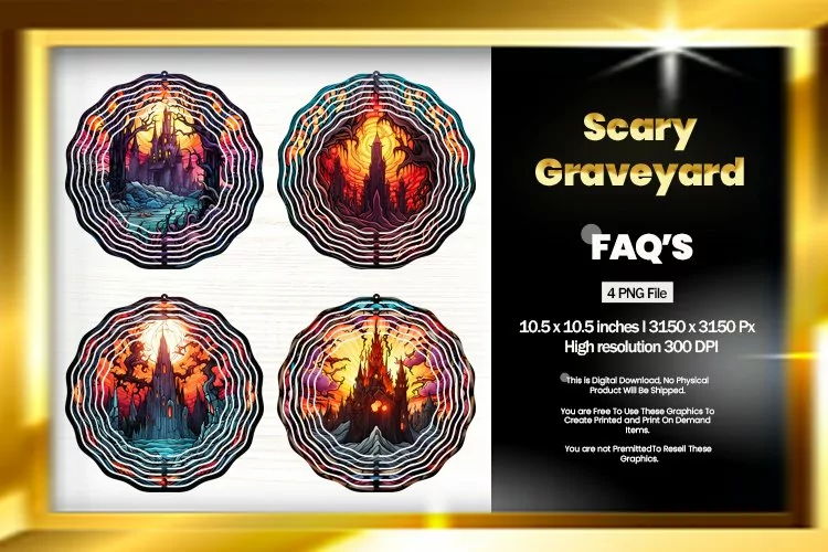 Scary Gravyard Wind Spinner Sublimation - 04 Variation