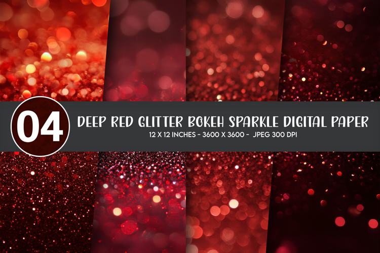 Deep Red Glitter Bokeh Sparkle Digital Paper example image 1